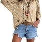 ⏰ Ostatni dzień oferty – 50% zniżki! 🔥 Top damski w stylu boho z koronkowymi (szydełkowymi) detalami, beżowy, z dekoltem w szpic 👚✨🌸