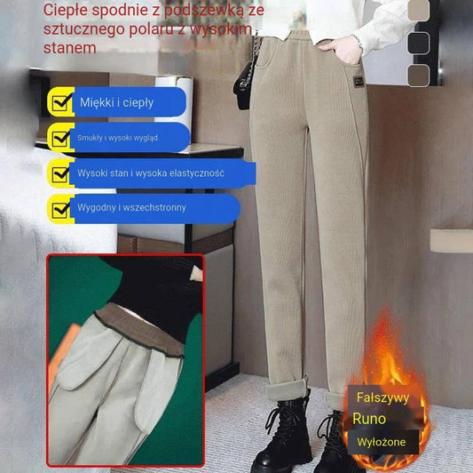 🔥👖Ciepłe spodnie z wysokim stanem i wełnianą podszewką