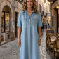 👗 TERAZ 50% ZNIŻKI! 👖 Swobodna sukienka koszulowa midi z kieszeniami z dżinsu – miękki dżins i luźny krój – praktyczne kieszenie, idealna na co dzień – wygodna i uniwersalna ✨🌸