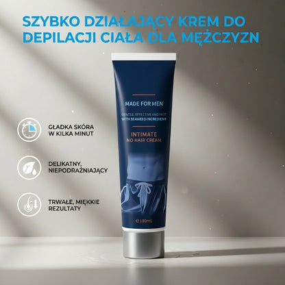 🧴 Krem do Usuwania Włosów dla Mężczyzn 100ml | Szybka Aplikacja | Delikatna Formula | Ekstrakt z Wodorostów | Długotrwała Gładkość!