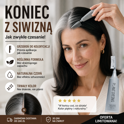 🌸 EKO + OSZCZĘDNOŚĆ! 50% TANIEJ! 🪥 Roślinna farba do włosów w grzebieniu – bez chemii, bez bałaganu! 💆‍♀️ Piękny kolor jak u fryzjera – teraz w pół ceny! ⏳ Ostatnie sztuki!