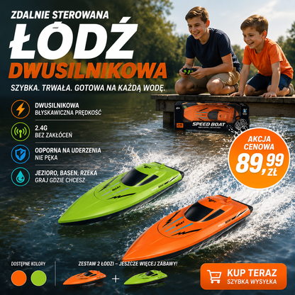Szybka Łódź Zdalnie Sterowana RC 2.4G z Podwójnym Silnikiem