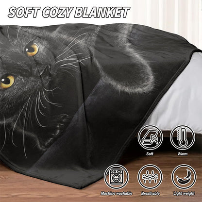 💖🐱Czarny koc Black Cat na każdą porę roku