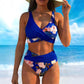 👙 Zaakceptuj swoje krągłości – Damski zestaw bikini z wysokim stanem i kwiecistym nadrukiem, z topem wiązanym i kontrolą brzucha – Za pobraniem 🌸